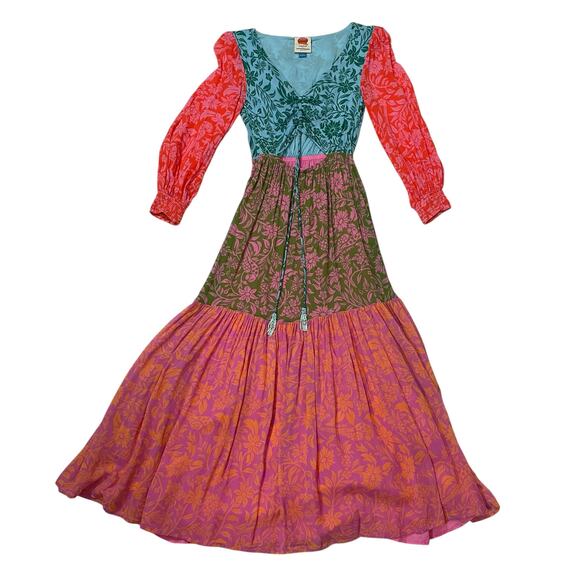 Farm Rio for Anthropologie Cut Out Maxi Dress - Pink Combo - Small - Picture 9 of 14